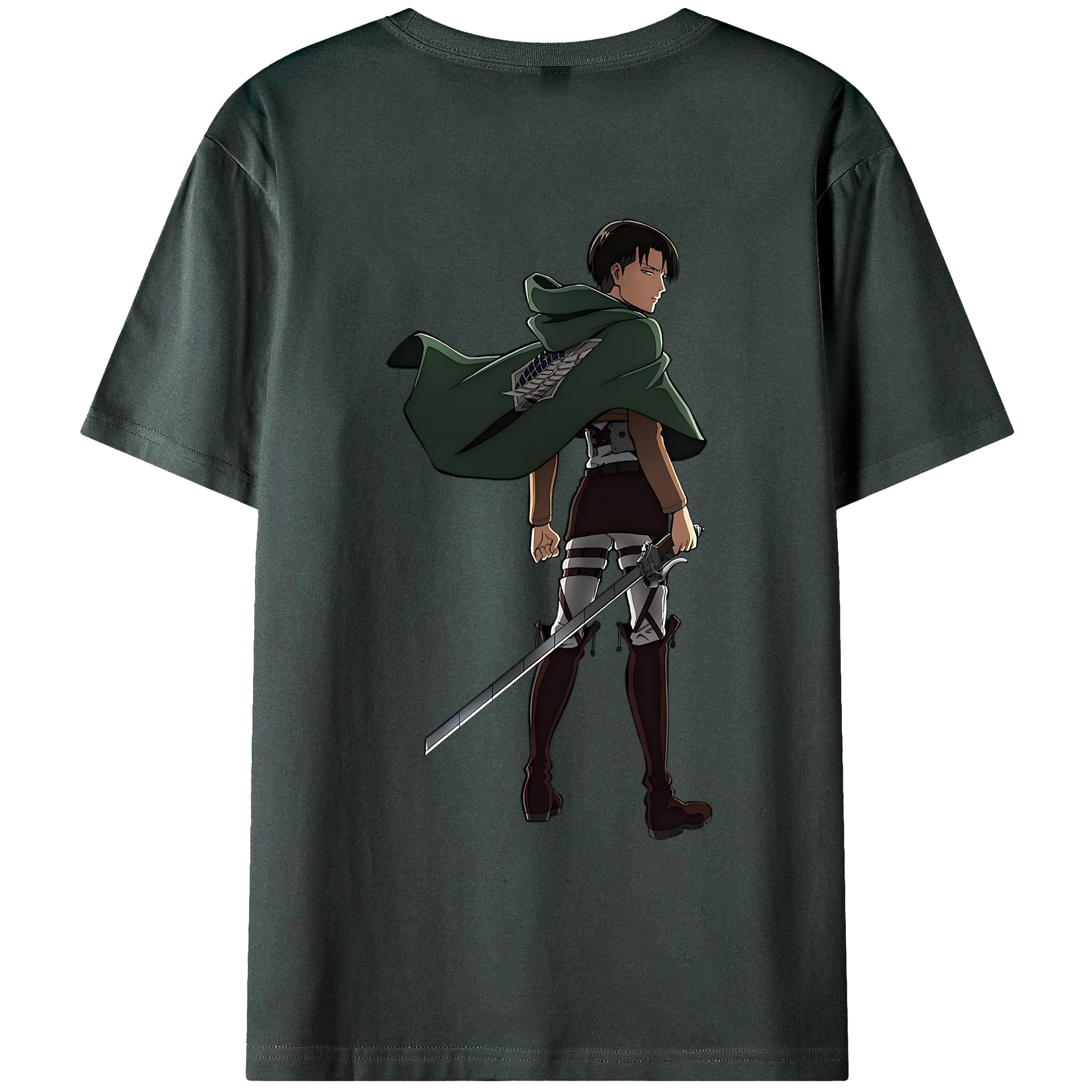 （画像用） 進撃の巨人 リヴァイ·アッカーマン Attack on Titan Levi Ackerman 綿100％ メンズ半袖Tシャツ（バックプリント） 通気性